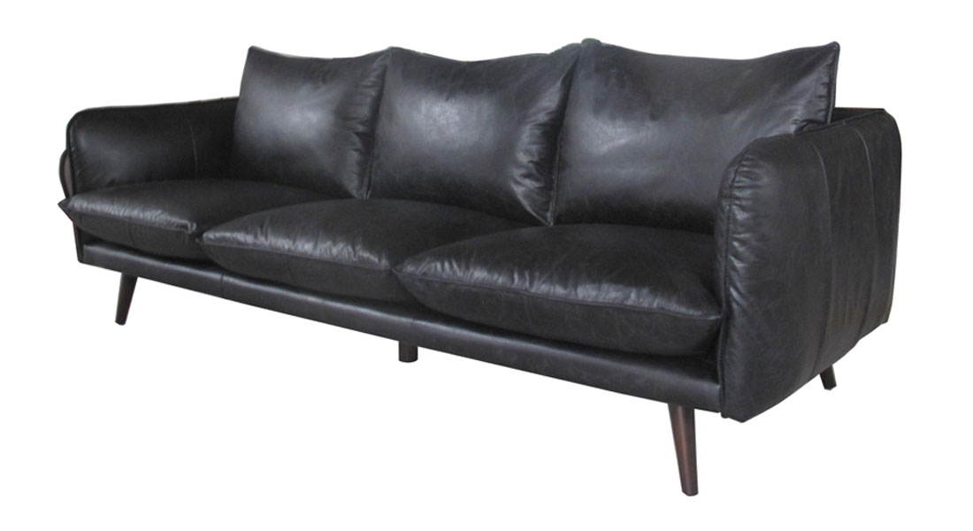 Black Leather Classic 3 Seater Sofa Black Leather Classic 3 Seater Sofa