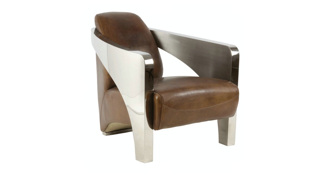 Leather Stainless Steel Aviator Lounge Chair Leather Stainless Steel Aviator Lounge Chair