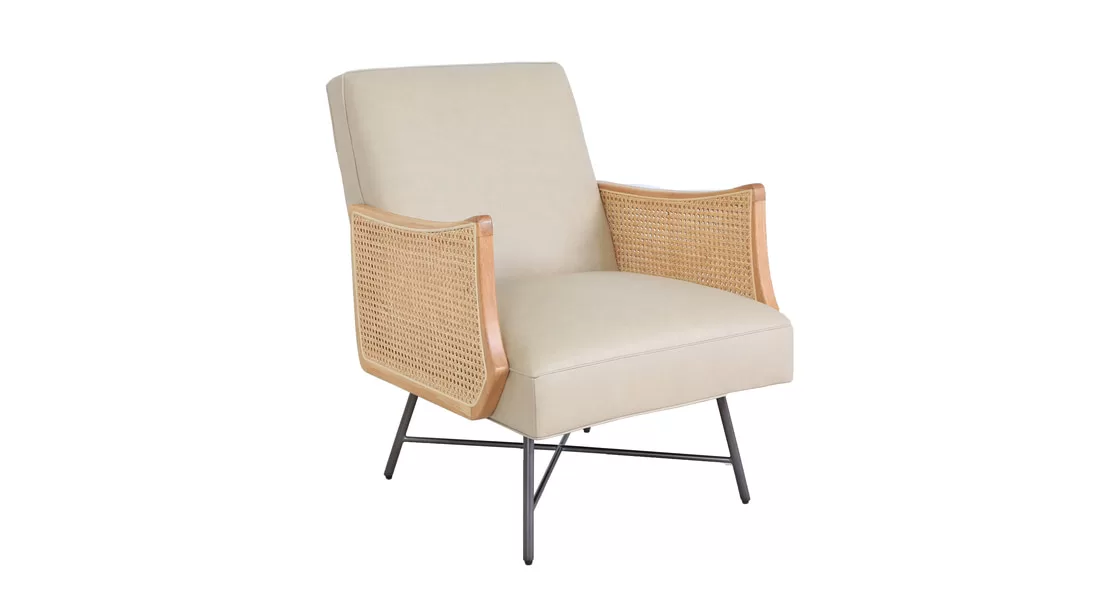 Classic Leather Chair with Rattan Arm Classic Leather Chair with Rattan Arm